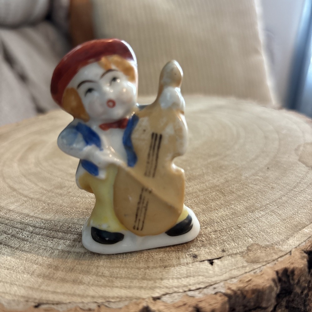 Antique Bisque Doll - Little Boy With Cello  Japan 1940's-50's